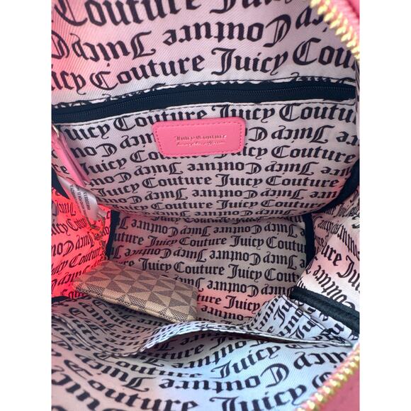 Juicy Couture Pink Velour Rhinestone Logo Backpack with Juicy heart lego charm - Picture 12 of 16